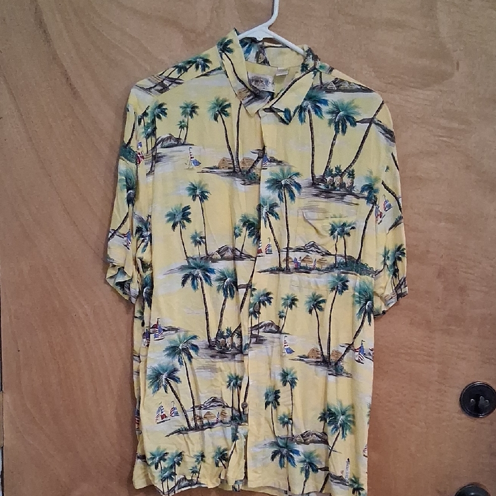 Men's Tropical Palm Tree Yellow Shirt